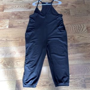 Black cropped leg jumpsuit